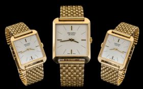 Swiss Made - Pricison Made Record - Deluxe 17 Jewell's Mechanical 9ct Gold Wrist Watch of Square