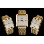 Swiss Made - Pricison Made Record - Deluxe 17 Jewell's Mechanical 9ct Gold Wrist Watch of Square