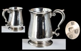 George II - Fine Quality Sterling Silver Tankard / Mug of Plain Form.