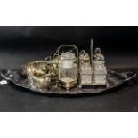 A Collection of Silver Plated Ware, to include twin handled tray, cruet stand,