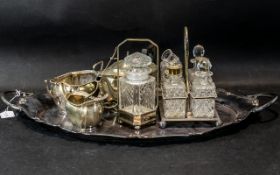 A Collection of Silver Plated Ware, to include twin handled tray, cruet stand,