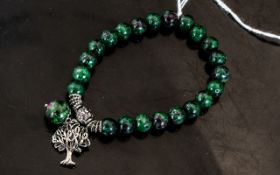 Ruby Zoisite Bracelet With 'Tree of Life' Charm,