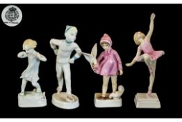 Royal Worcester - A Fine Collection of 4 Small Hand Painted Figures.