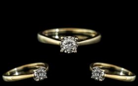 Ladies 18ct Gold - Attractive Single Stone Diamond Ring. Full Hallmark For 750 to Interior of Shank.