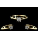 Ladies 18ct Gold - Attractive Single Stone Diamond Ring. Full Hallmark For 750 to Interior of Shank.