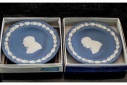 Blue Jasper Pair of Round Dishes of Sir Winston Churchill.