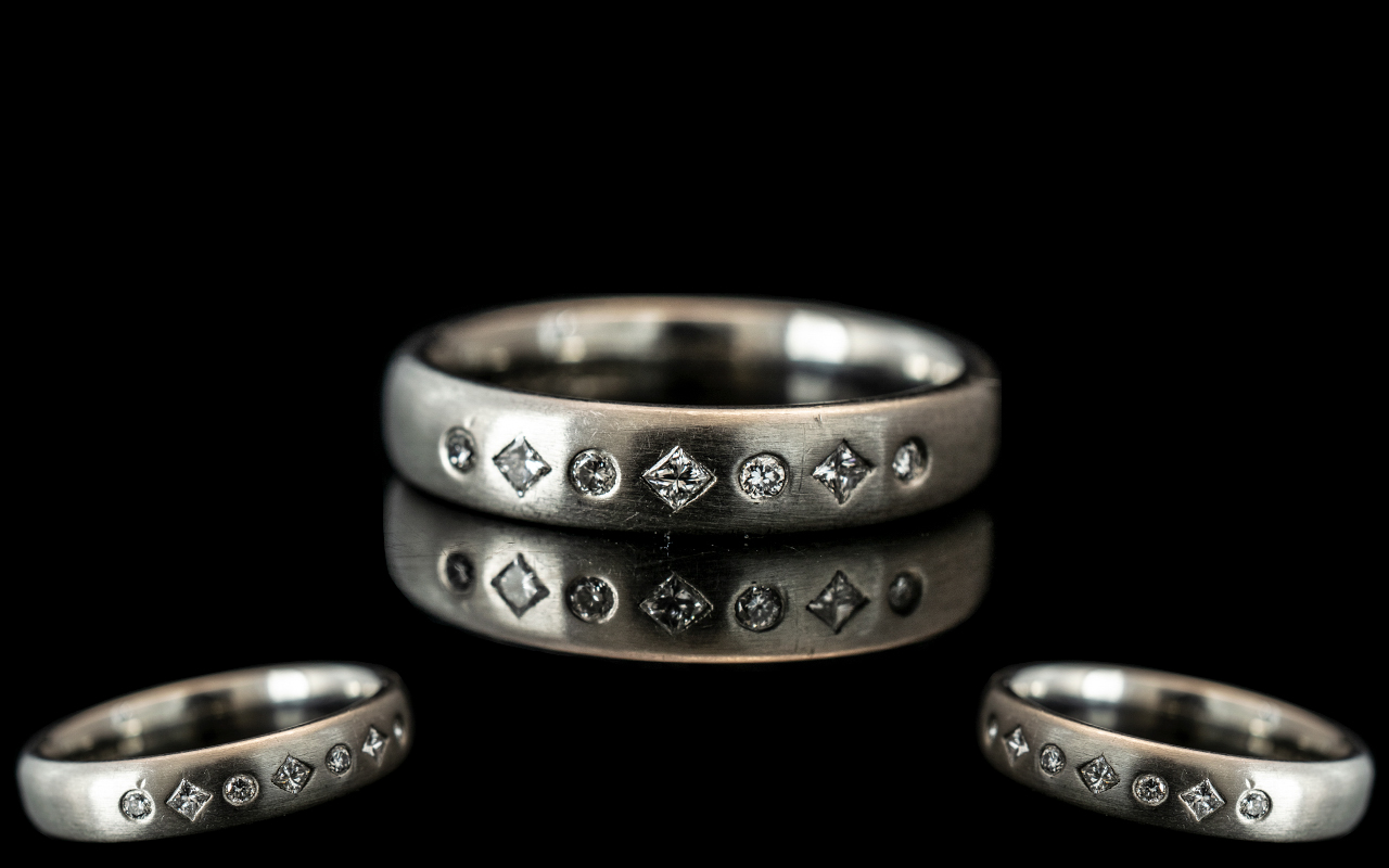 A Platinum Diamond Set Wedding/Eternity Ring,