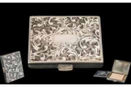 1920's Period - Ladies Superb Quality Sterling Silver Compact of Superior Quality With Deep Cut