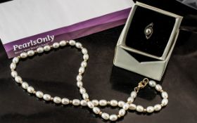 A Silver Pearl Set Dress Ring from Pearls Only, with certificate, together with a fresh water