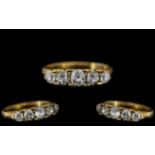 Antique Period Attractive 18ct Gold 5 Stone Diamond Set Ring with a Gallery Setting - The Five