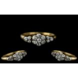 Ladies - 1920's Attractive and Exquisite 18ct Gold Diamond Set Dress Ring, of Pleasing Design.