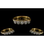 Antique Period - 18ct Gold Attractive 5 Stone Diamond Set Ring.