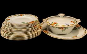 An Alfred Meakin Art Deco Part Dinner Service to include, tureen, five 10 inch plates,