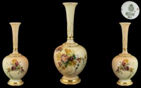 Royal Worcester Hand Painted - Blush Ivory Large Specimen Vase.