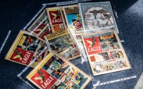 Box of 1950's Eagle and Dan Dare Comics, including one Beano 50th birthday with poster,