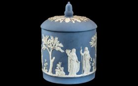 Blue Jasper Large Size Biscuit Barrel.