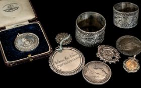 Small Mixed Lot of Silver, to include two Crowns 1890 and 1895, three Fobs,