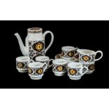 Midwinter Kismet Coffee Service comprising coffee pot, 6 cups and saucers, sugar pot and milk jug.