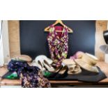 Collection of Vintage Clothing, Hats & Shoes, comprising two dresses,