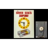 Glass Advertising Clock 'Silver Seal Margarine', mains supply, measures 16'' x 11''.