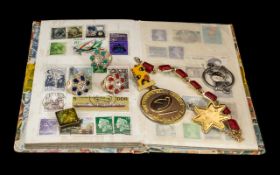 Small Collection of Costume Jewellery & Collectibles, comprising three dress rings set with coloured