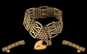 Ladies Superb Quality and Attractive 9ct Gold Fancy Gate Bracelet,