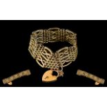 Ladies Superb Quality and Attractive 9ct Gold Fancy Gate Bracelet,