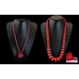 Lola Rose Necklace, red rose on bead necklace, adjustable length.