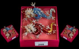 Butler & Wilson - Two Dragon Brooches, comprising a dragon brooch with blue crystals,