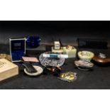 Smoker's Interest - Box of Assorted Collectibles, including an Onyx set of table lighter,