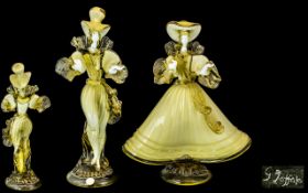 The Venetian Glass Company - 1960's Large and Impressive Pair of Courtier Glass Figurines by G.