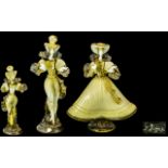 The Venetian Glass Company - 1960's Large and Impressive Pair of Courtier Glass Figurines by G.