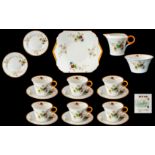 Shelley - Art Deco Superb ( 21 ) Piece Hand Painted Enamel Bone China Tea Service In the Regent