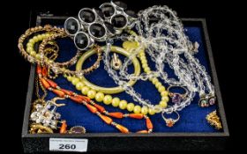 Collection of Costume Jewellery, comprising triple strand crystal necklace,