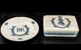 Embossed Queens ware - Queens Coronation 1953 Pale Blue on White 2 Pieces Round Tray, 3 Slots, The