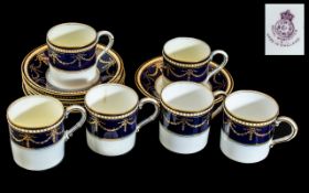 Royal Worcester Set of Six Coffee Cans and Saucers,