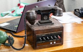 Vintage 1930s/1940s Dictograph Telephone System. Wood and Bakelite.