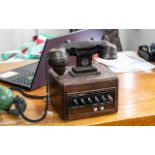 Vintage 1930s/1940s Dictograph Telephone System. Wood and Bakelite.