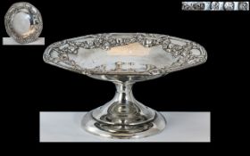 Edwardian Period 1902 - 1910 Sterling Silver Pedestal Bowl of Small Proportions and Circular Form.