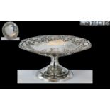 Edwardian Period 1902 - 1910 Sterling Silver Pedestal Bowl of Small Proportions and Circular Form.