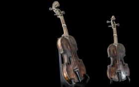 Rare Antique Violin Sampler. Rare Sampler In form of a Violin. Violin Sampler Often Used by Small