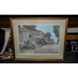 W Russell Flint Signed Print measures 27'' x 21'', overall size 35'' x 29''. Pencil signed to bottom