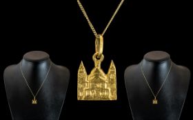 18ct Gold Pendant In the Form of St Paul's Cathedral London, Attached to an 18ct Gold Chain. Both