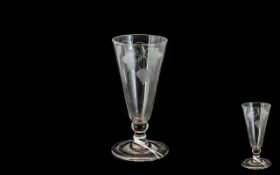 A 19th Century Cordial Glass, with vine and corn etchings. Height 5.25".