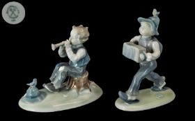 Hunstporzellan - Vintage German Hand Painted Porcelain Figures ( 2 ) In Total. Comprises 1/ Boy with