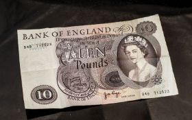 Bank of England Bank Note £10, signed J Page, No. B49 712523.