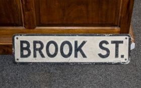 Aluminium Street Sign 'Brook Street' from 1930s/40s, length 27" x 7".