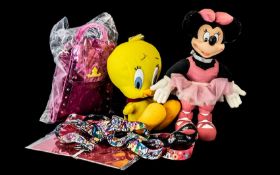 Disney - Looney Tunes Interest. Box of Collectables Which Includes Vintage Tweety Pie Teddy, Vintage