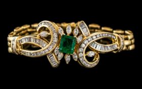 18ct Emerald & Diamond Bracelet.