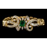 18ct Emerald & Diamond Bracelet.